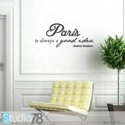 Paris Is Always A Good Idea Vinyl Wall Decal - Audrey Hepburn Quote - thumbnail 1