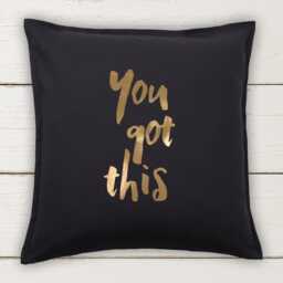 Motivational Cushion Cover Cotton Pillow With Metallic Vinyl Quote Decor - thumbnail 4