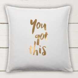 Motivational Cushion Cover Cotton Pillow With Metallic Vinyl Quote Decor - thumbnail 2