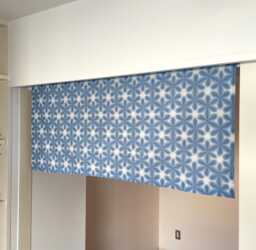 Blue Printed Japanese Shibori Short 2 Panels Noren Curtain, Flat Panel Caf?? Restaurant Noren, Modern Minimalist - thumbnail 1