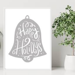 Happy Holidays Bell - Christmas Festive Fall - Wall Print Gift Bespoke Poster A5 A4 A3 Framed - thumbnail 3