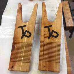 Boot Jack With Custom Brand Or Personalized in Juniper Blue Stained Pine - thumbnail 4