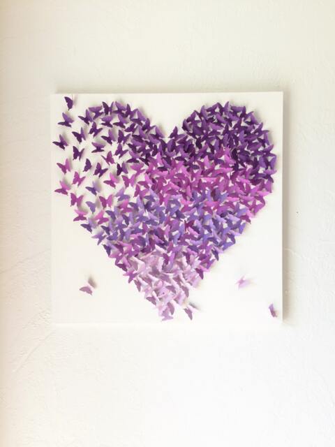 Butterfly Heart Canvas Art, Lavender Ombre Nursery Wall Decor - 24x24 - image 1