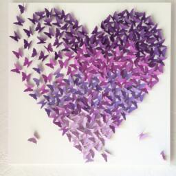 Butterfly Heart Canvas Art, Lavender Ombre Nursery Wall Decor - 24x24 - thumbnail 2