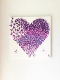 Butterfly Heart Canvas Art, Lavender Ombre Nursery Wall Decor - 24x24 - thumbnail 1