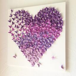 Butterfly Heart Canvas Art, Lavender Ombre Nursery Wall Decor - 24x24 - thumbnail 3