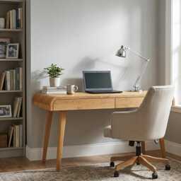 Large Writing Desk With Drawers, Mid Century Office Desk, Computer Table, Table in Solid Oak, Industrial Handmade