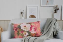 Floral Pillow Cover Covington Mimi Coralline Cotton Linen Throw - thumbnail 1