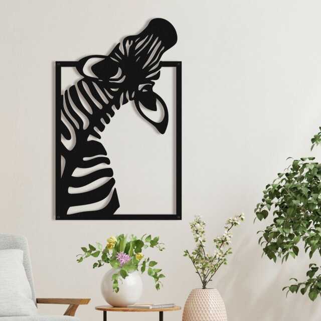 Geometric Zebra Metal Wall Art, Abstract African Decor, Modern Wildlife Home Accent - image 1