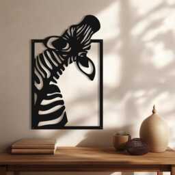 Geometric Zebra Metal Wall Art, Abstract African Decor, Modern Wildlife Home Accent - thumbnail 2