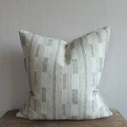Sofa Pillows Grey White Stripes Ethnic Decorative Cushions-Cover Handmade Fabrics Throw Cushions Accent Pillow - thumbnail 2