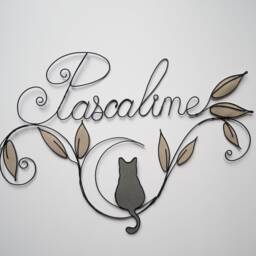 Personalized Wire Name Sign, Wall Decoration With Cat, Children's Room Decor, Door Plaque, Butterfly - thumbnail 2