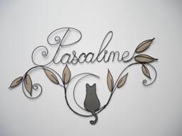 Personalized Wire Name Sign, Wall Decoration With Cat, Children's Room Decor, Door Plaque, Butterfly - thumbnail 1