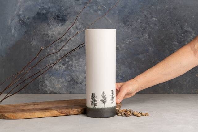 Black & White Tall Flower Vase, Ceramic Handmade Bud Decorative Pottery Vase - image 1