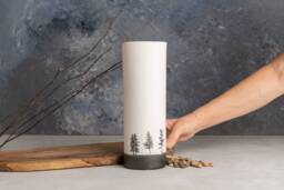 Black & White Tall Flower Vase, Ceramic Handmade Bud Decorative Pottery Vase - thumbnail 1