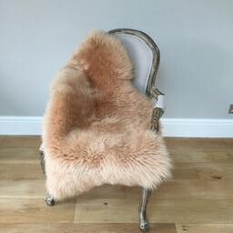 Beautiful Caramel Coloured Sheepskin Rug Throw , Butterscotch Honey Beige Genuine Superior Eco Sheepskin, Chair Cover With Ties Chris - thumbnail 3
