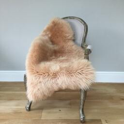 Beautiful Caramel Coloured Sheepskin Rug Throw , Butterscotch Honey Beige Genuine Superior Eco Sheepskin, Chair Cover With Ties Chris - thumbnail 1
