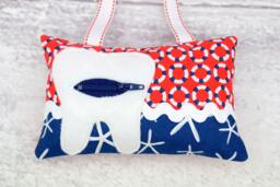 Tooth Fairy Pillow - in Cosmo Cricket Red Navy Blue Life Preservers & Starfish By Michael Miller - thumbnail 1