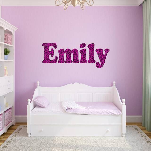 Custom Name Decal - Personalized Leopard Print Wall Sticker Girls Room Decor Vwaq-Ln3 - image 1