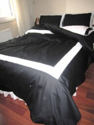 Red Border White Cotton Sateen Duvet Cover Set, Modern Nautical Bedding - thumbnail 4