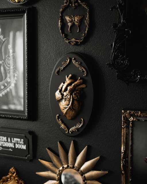 Ornate Heart Oval Plaque/Gothic Wall Decor By House Of Persephone Handmade Anatomy Macabre Hanging Unusual Witchy Gift - image 1