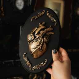 Ornate Heart Oval Plaque/Gothic Wall Decor By House Of Persephone Handmade Anatomy Macabre Hanging Unusual Witchy Gift - thumbnail 4