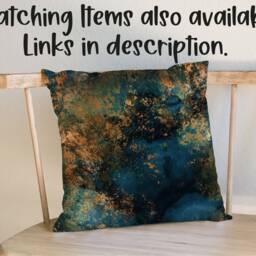 Dark Teal Distressed Lamp Shade Blue Lamp Home Decor Gold Lampshade Table - thumbnail 2