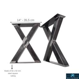 Metal X-Frame Bench Legs, Steel Coffee Table Set Of 2 - thumbnail 4
