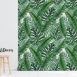 Tropical Leaves Removable Wallpaper, Peel & Stick, Jungle Monstera, Traditional, Self Adhesive, Wall Decor #139 - thumbnail 2