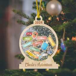 Personalized Travel Adventures Ornament 2024, Shaker Ornament, Adventure Location Decor, Christmas Journey - thumbnail 3