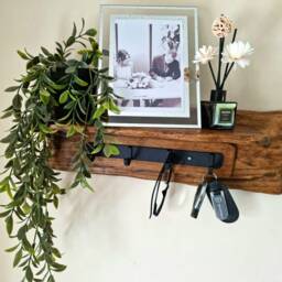 Solid Oak Rustic Handmade Key Holder With 4 Hooks - thumbnail 3