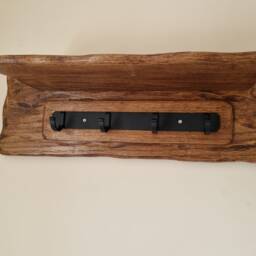 Solid Oak Rustic Handmade Key Holder With 4 Hooks - thumbnail 4