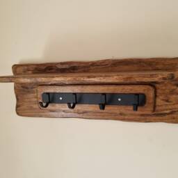Solid Oak Rustic Handmade Key Holder With 4 Hooks - thumbnail 2
