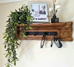 Solid Oak Rustic Handmade Key Holder With 4 Hooks