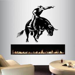In-Style Decals Wall Vinyl Decal Home Decor Art Sticker Rodeo Cowboy Bull Rider Western Man Boy Bedroom Living Room Mural Unique Design 203 - thumbnail 1