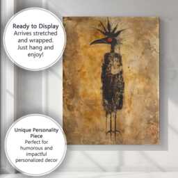 Primitive Black Raven Cave Art Abstract Tribal Painting Canvas Wall Print Decor Picture Ready To Hang - thumbnail 3