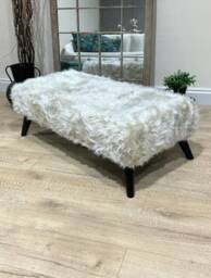Tobi Fluffy Fabric Footstool Pouffe Footrest, Coffee Table, Foot Rest, Sitting Bench Handmade in UK - thumbnail 2