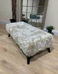 Handmade Fluffy Velvet Footstool, Plush Ottoman Bench, Made in UK