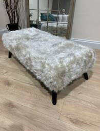 Tobi Fluffy Fabric Footstool Pouffe Footrest, Coffee Table, Foot Rest, Sitting Bench Handmade in UK - thumbnail 3
