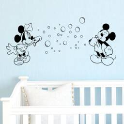 Mickey & Minnie Mouse Wall Decal Custom Name Nursery Decor 4141 - thumbnail 1