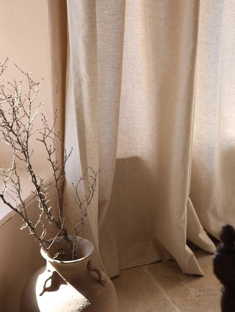 Reuth Linen Curtain, Natural Custom Livingroom Blackout Cotton Extra Long 1Pc - image 1