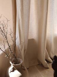 Reuth Linen Curtain, Natural Custom Livingroom Blackout Cotton Extra Long 1Pc - thumbnail 1