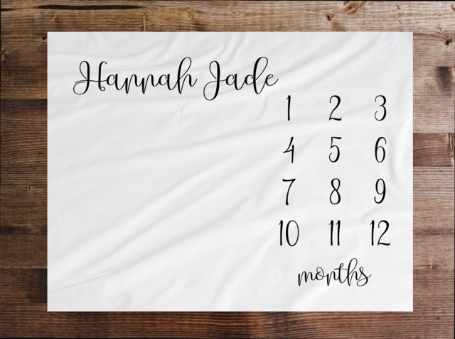 Baby Milestone Blanket Month Growth Tracker Fleece Shower Calligraphy Newborn Gift - image 1