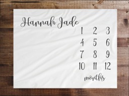 Baby Milestone Blanket Month Growth Tracker Fleece Shower Calligraphy Newborn Gift - thumbnail 1
