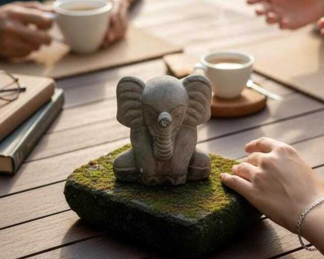 Elephant Statue 6 Inch/15 cm, Figurine, Concrete Statue, Garden Decor, Birthday Gift, Outdoor Living Room, Housewarming - image 1