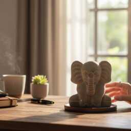 Elephant Statue 6 Inch/15 cm, Figurine, Concrete Statue, Garden Decor, Birthday Gift, Outdoor Living Room, Housewarming - thumbnail 2
