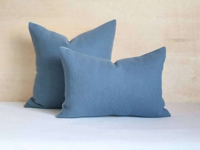 Dusk Blue Wool Pillow Cover, Slate Throw Cover - Made To Order - image 1