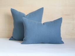 Dusk Blue Wool Pillow Cover, Slate Throw Cover - Made To Order