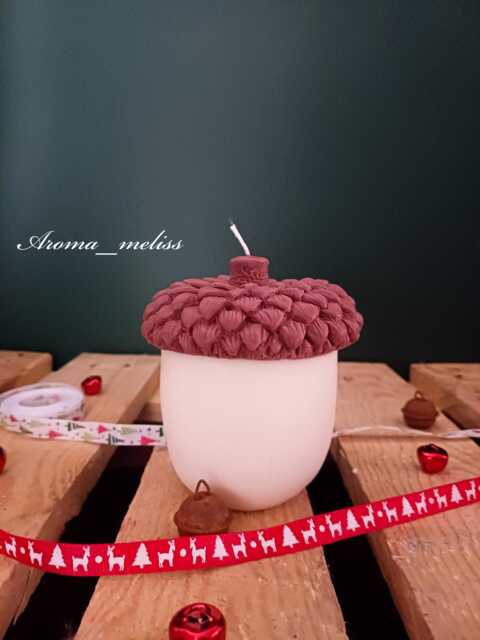 Handcrafted Acorn Candle Soy & Bee Wax, Eco-Friendly Christmas Decor - image 1