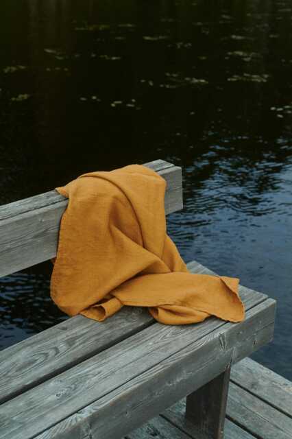 Camel Waffle Linen Bath Towel/Soft Absorbent Eco-Friendly Luxury Bathroom Natural - image 1